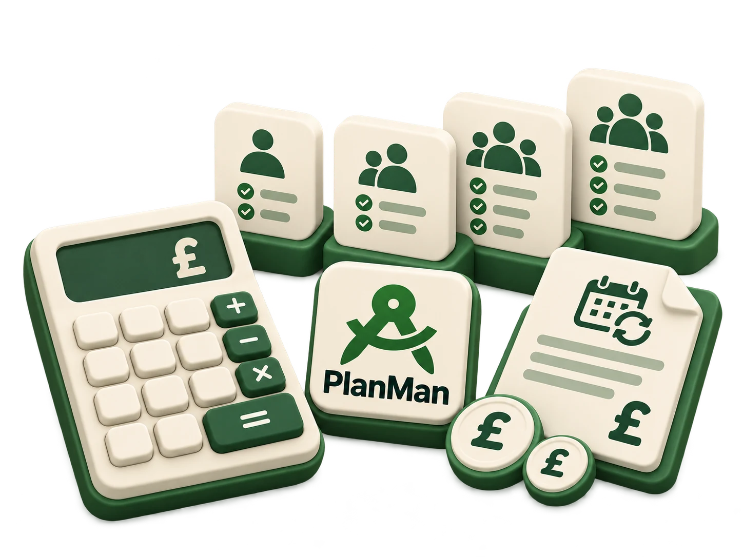 Calculator, practice subscription plans and billing documents with PlanMan branding