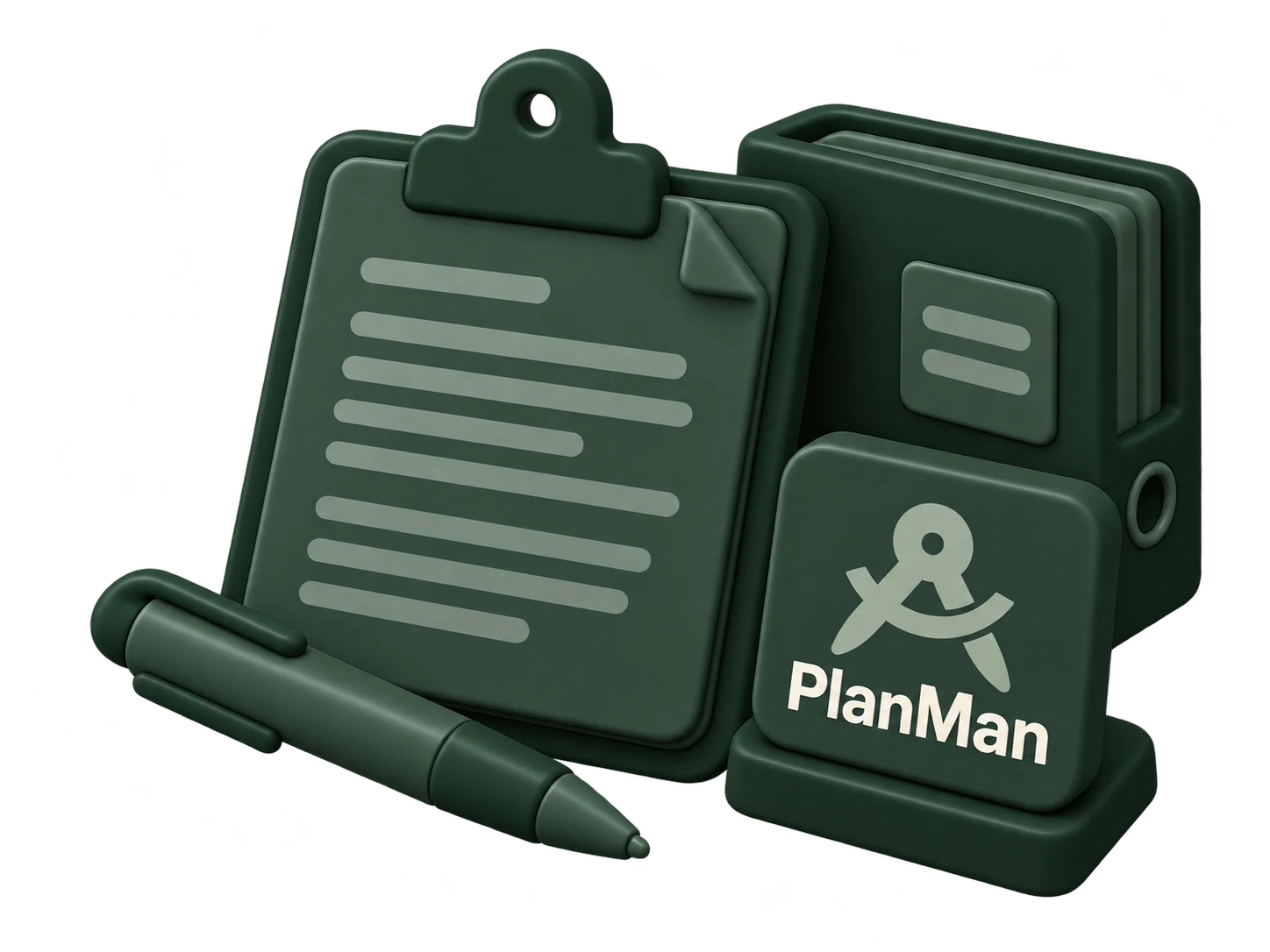 Agreement clipboard, document binder and pen with PlanMan branding