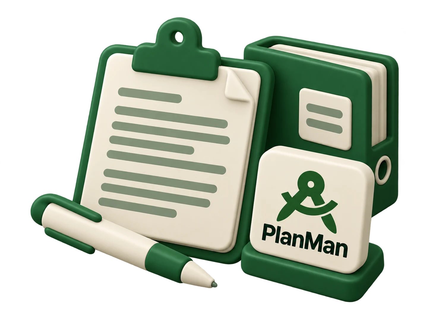 Agreement clipboard, document binder and pen with PlanMan branding